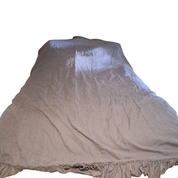 Wamsutta Vintage duvet cover queen gray linen + 2 shams ruffle - Picture 5 of 11